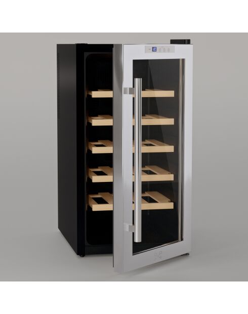 Vrijstaande zilveren wijnkelder met 18 flessen - 34,5x47,5x66,7 cm