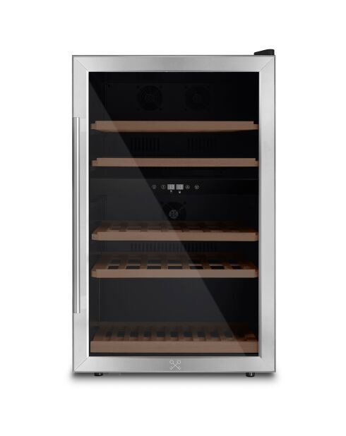 Vrijstaande zilveren wijnkelder met twee zones en 53 flessen - 54x55x89,5 cm