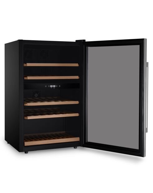 Vrijstaande zilveren wijnkelder met twee zones en 53 flessen - 54x55x89,5 cm