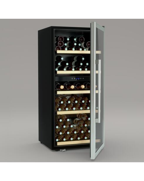 Cave à vin Dual zone 91 bouteilles pose libre argentée - 54x55x123.8 cm