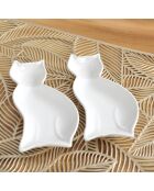 2 Coupelles en Porcelaine chat blanches - 18x6 cm