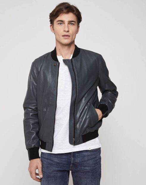 Blouson en Cuir d'Agneau Ronaldo Agora vert imperial