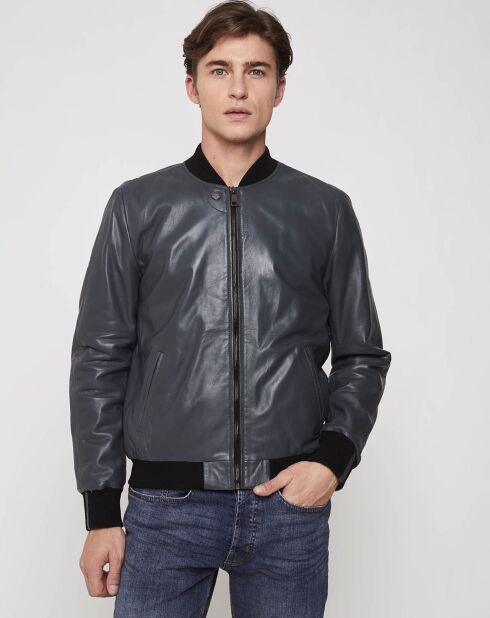 Blouson en Cuir d'Agneau Ronaldo Agora vert imperial