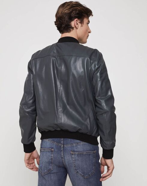 Blouson en Cuir d'Agneau Ronaldo Agora vert imperial