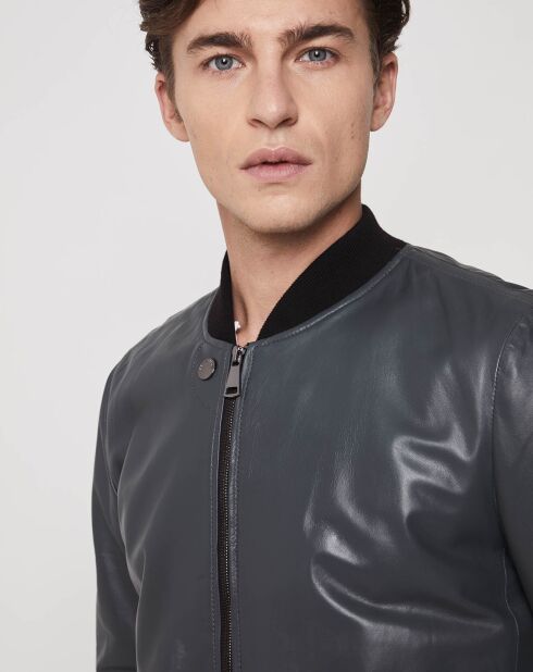 Blouson en Cuir d'Agneau Ronaldo Agora vert imperial