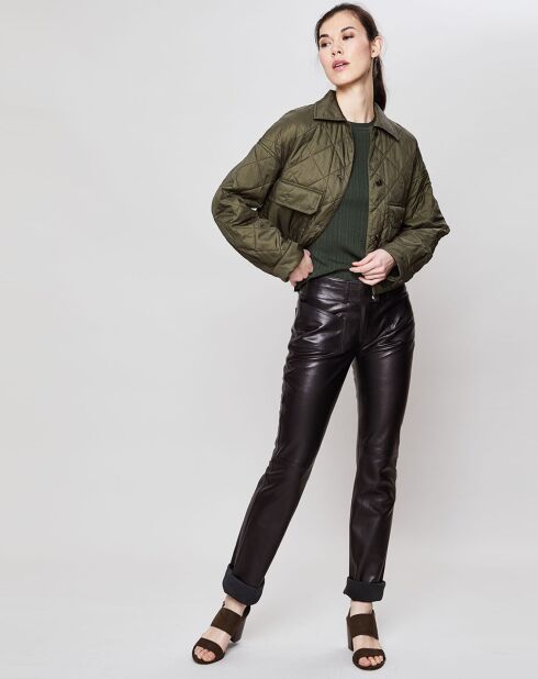 Pantalon en Cuir d'Agneau Jane Waxy noir