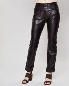 Pantalon en Cuir d'Agneau Jane Waxy noir
