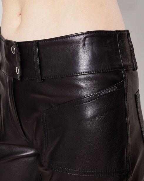 Pantalon en Cuir d'Agneau Jane Waxy noir