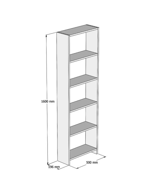 Bibliothèque New marron - 50x19.6x160 cm