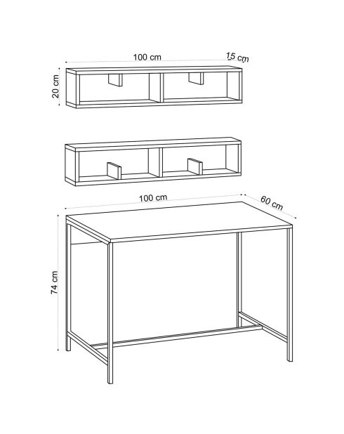 Bureau Penny + 2 Etagères beige