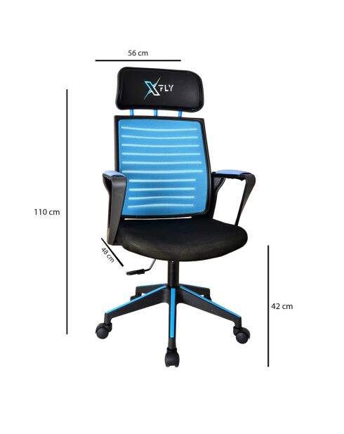 Chaise de bureau Xfly bleu/noir - 56x48x110 cm