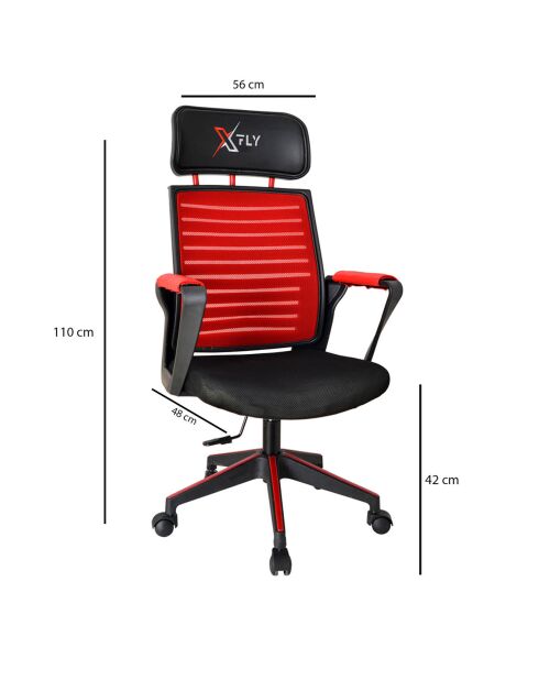 Chaise de bureau Xfly rouge/noir - 56x48x110 cm
