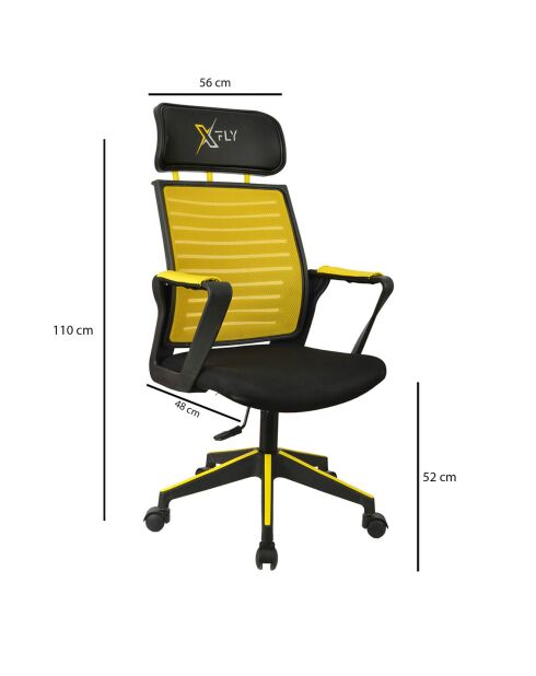 Chaise de bureau Xfly jaune/noir - 56x48x110 cm