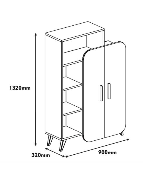 Bibliothèque Form marron/crème - 90x32x132 cm