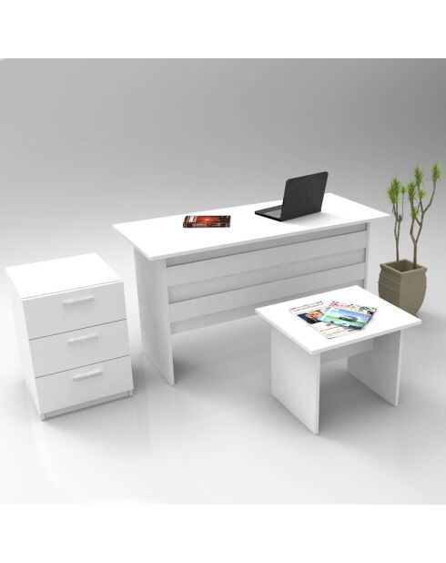 Ensemble Bureau + Tiroirs + Table basse VO9 blanc