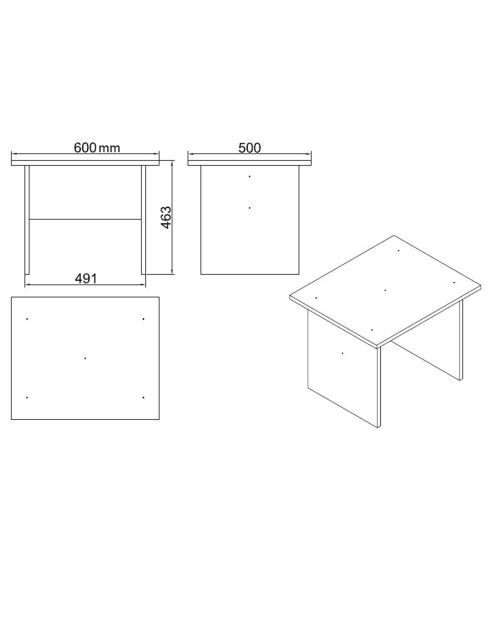 Ensemble Bureau + Tiroirs + Table basse VO9 blanc