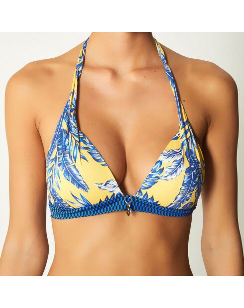 Haut de Maillot triangle Yaya jaune/bleu