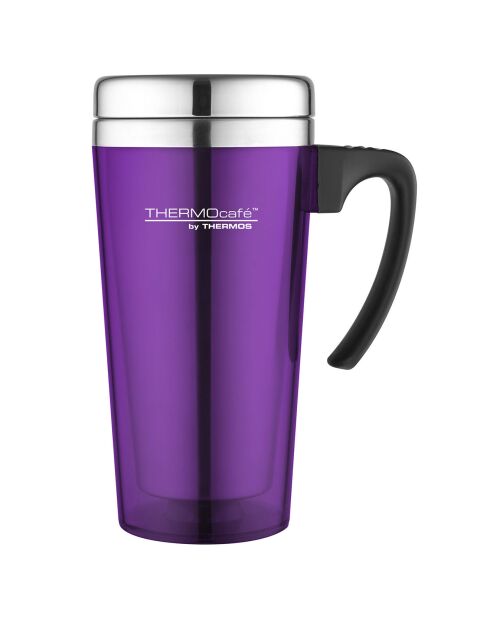 Paarse, zacht aanvoelende reisbeker - 42 cl