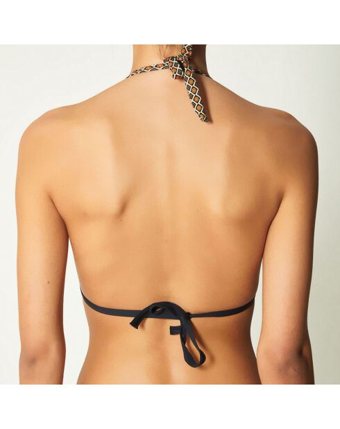 Haut de Maillot triangle Africa taupe/noir/rouge
