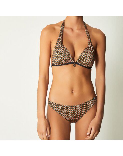 Africa taupe/zwart/rode triangelbikinitop