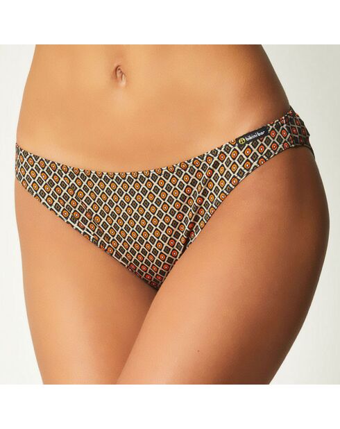 Bikinibroekje Africa taupe/zwart/rood