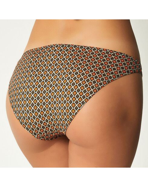 Bikinibroekje Africa taupe/zwart/rood
