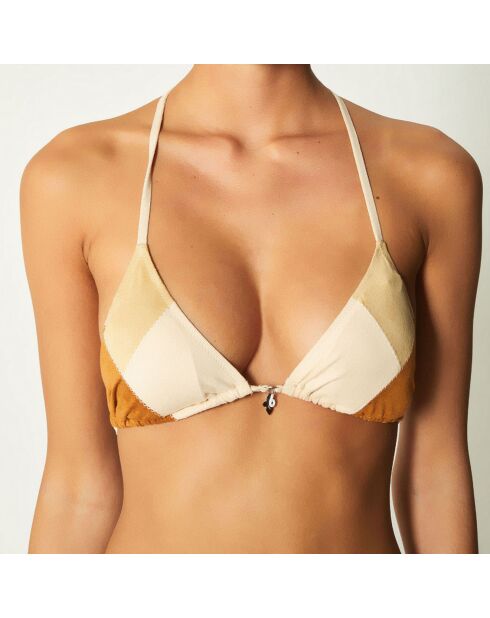 Haut de Maillot triangle Armel marron/beige