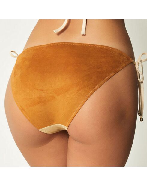 Bruin/beige bikinibroekje met striksluiting Armel