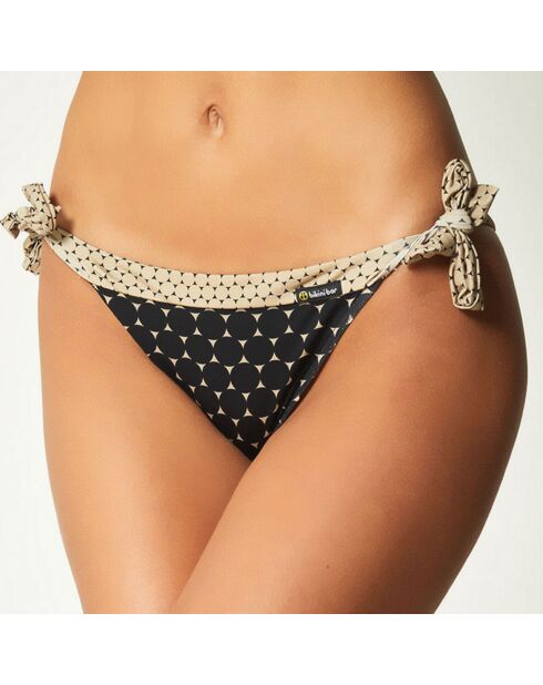 Slip bikini per bambola nero/beige annodati