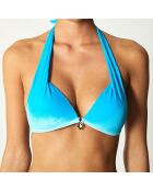 Haut de Maillot triangle Alana en velours turquoise