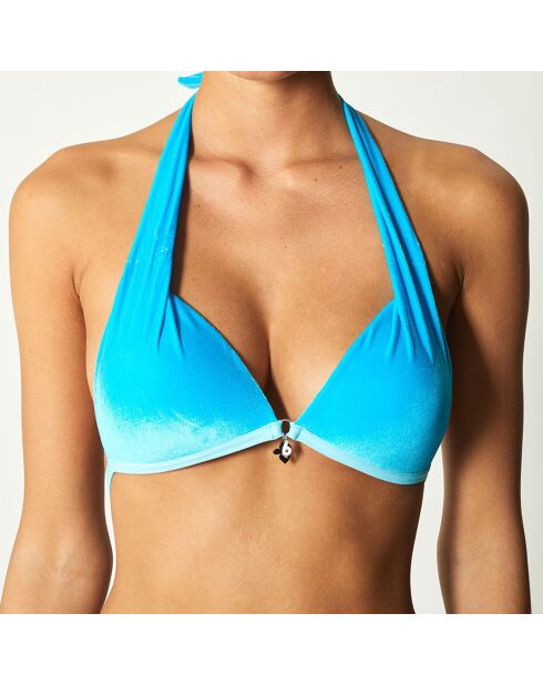 Haut de Maillot triangle Alana en velours turquoise