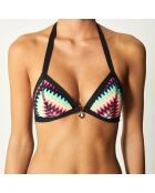 Haut de Maillot triangle Rai noir/multicolore