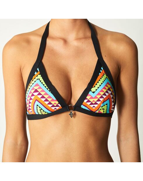 Haut de Maillot triangle Metal noir/multicolore