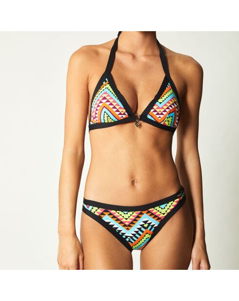 Haut de Maillot triangle Metal noir/multicolore
