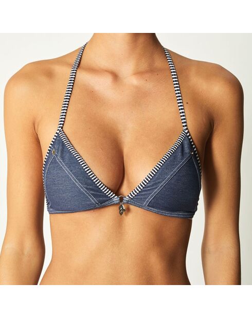 Marineblauwe triangelbikinitop Pranadda
