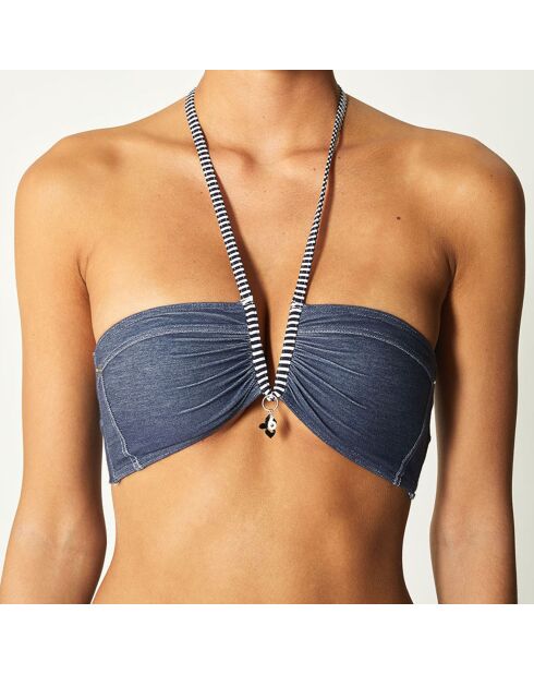 Pranadda marineblaues Bikinioberteil mit Stirnband