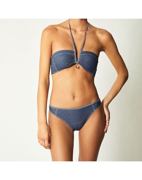 Pranadda marineblaues Bikinioberteil mit Stirnband