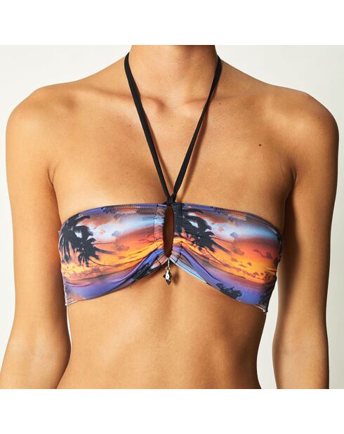 Haut de Maillot bandeau Haimi bleu/multicolore