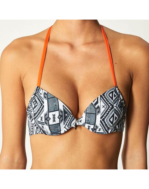 Somboune Push-Up Bikinioberteil schwarz/weiß/orange