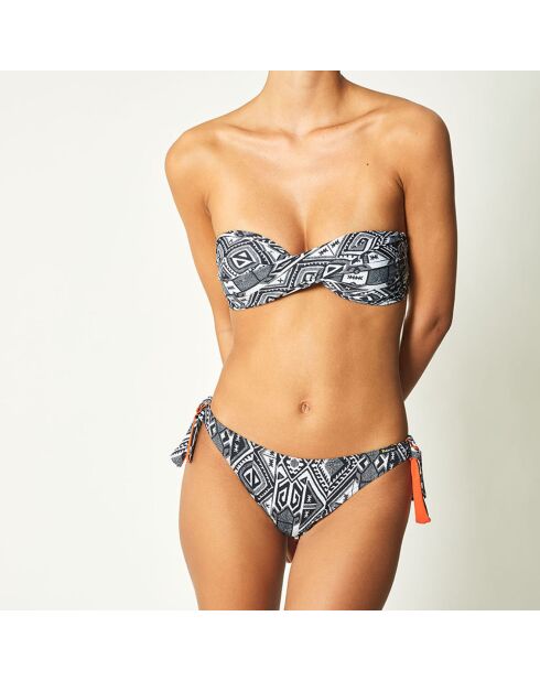 Bikinihose Somboune mit Schnürverschluss, schwarz/weiß/orange