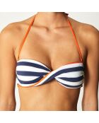 Haut de Maillot bandeau Salena bleu marine/blanc/orange