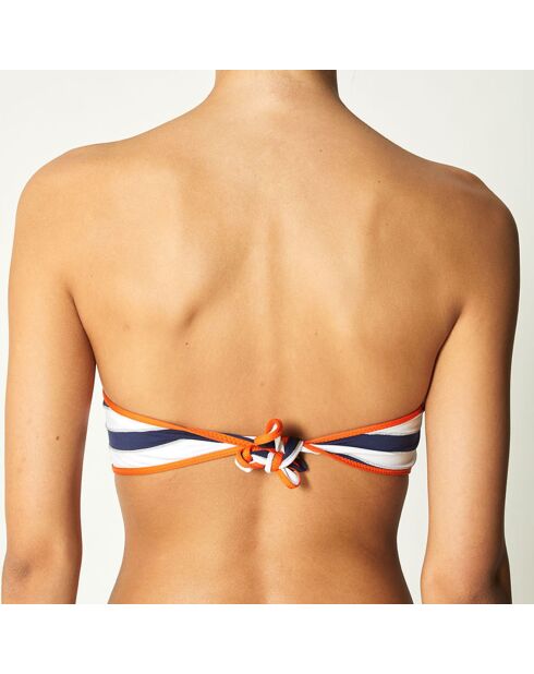 Salena marineblauw/wit/oranje bandeau-bikinitop