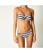 Haut de Maillot bandeau Salena bleu marine/blanc/orange
