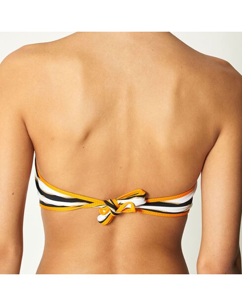 Haut de Maillot bandeau Salena noir/blanc/orange
