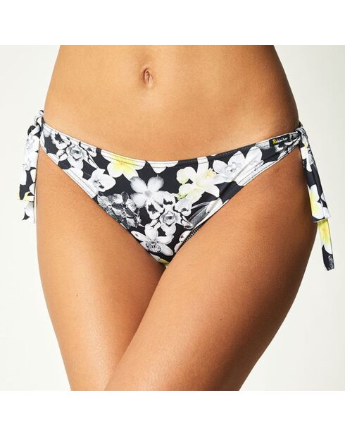 Champa zwart/wit/geel bikinibroekje met striksluiting