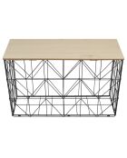 Table pliable filaire noir/marron - 80x46x40 cm
