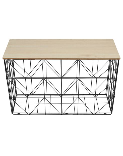 Table pliable filaire noir/marron - 80x46x40 cm