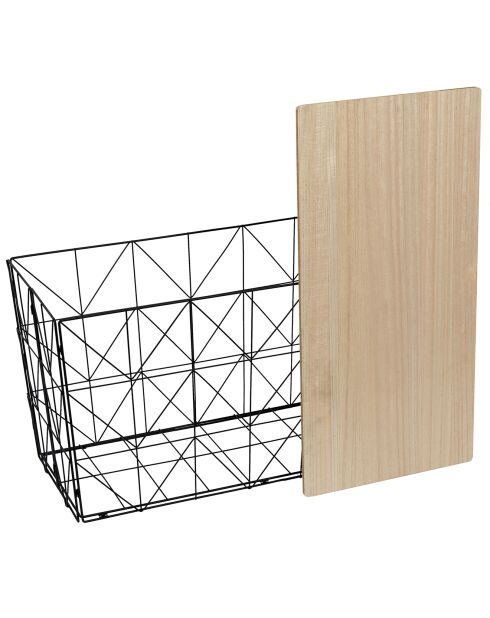 Table pliable filaire noir/marron - 80x46x40 cm