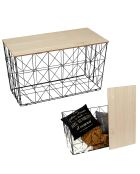 Table pliable filaire noir/marron - 80x46x40 cm