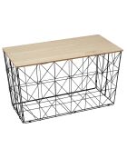 Table pliable filaire noir/marron - 80x46x40 cm